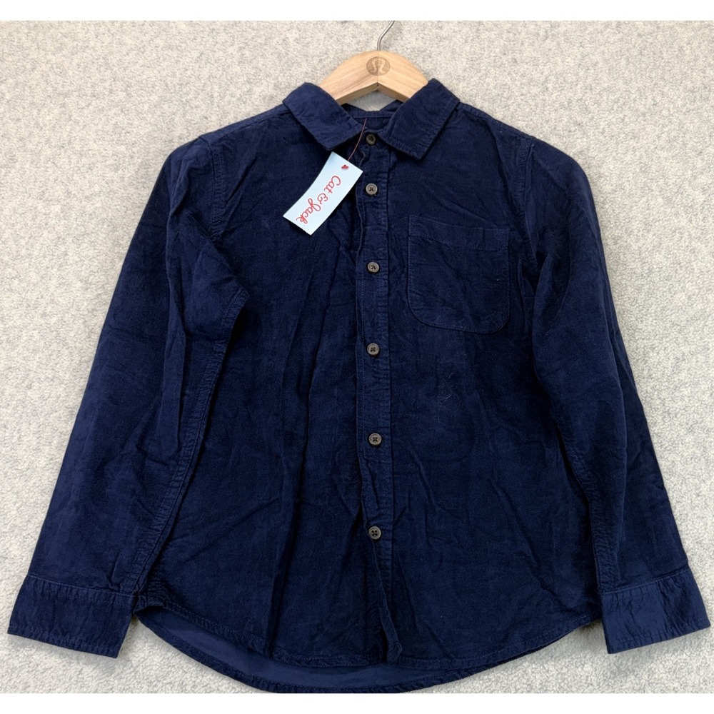 NWT Cat & Jack Mens Button Up Shirt Blue Corduroy Long Sleeve Chest Pocket M